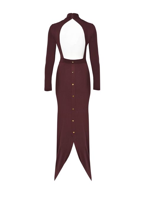 Abito lungo in maglia di viscosa con gemelli gioiello Merlot Elisabetta Franchi | AM29S57E2EA4
